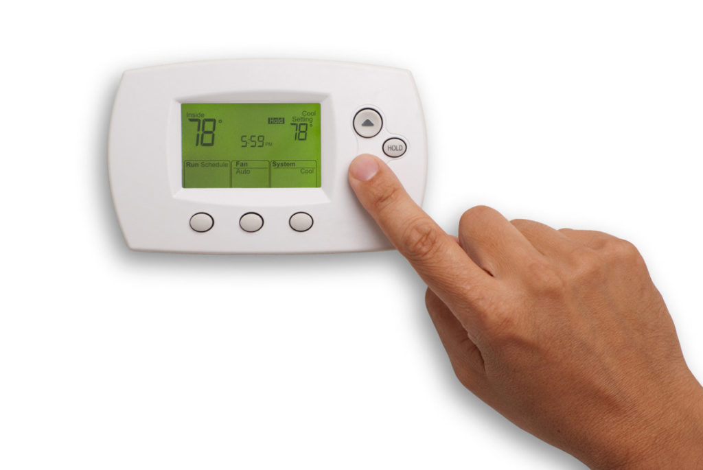 turning on air conditioning at thermostat