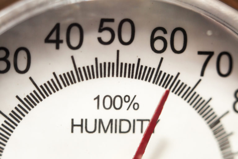 Humidity monitor displaying 65% humidity